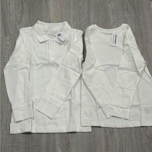 NWT, Old Navy Set of 2: White Polo Shirt Long Sleeve + Classic Long Sleeve, 5T